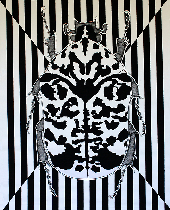 Greek artist, painting, artwork, dimitris ntokos, lives in Athens, scarab, scarabeus, beetle, dimitris dokos, canvas, contemporary art, modern art, art, beetle, optic art, art