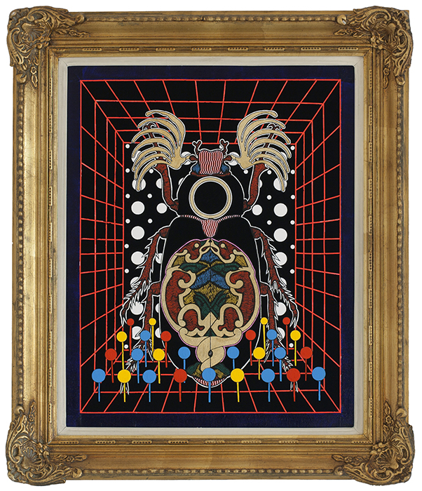 Greek artist, painting, artwork, dimitris ntokos, lives in Athens, scarab, scarabeus, beetle, dimitris dokos, canvas, contemporary art, modern art, art, beetle, optic art, art