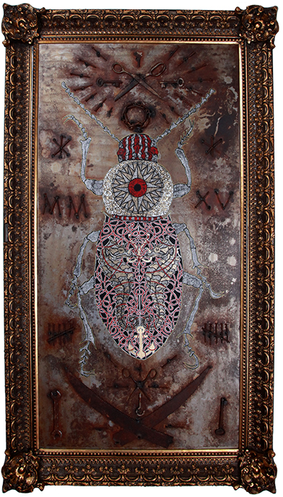 Greek artist, painting, artwork, dimitris ntokos, lives in Athens, scarab, scarabeus, beetle, dimitris dokos, canvas, contemporary art, modern art, art, beetle, optic art, art