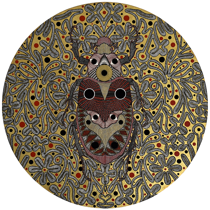 Greek artist, painting, artwork, dimitris ntokos, lives in Athens, scarab, scarabeus, beetle, dimitris dokos, canvas, contemporary art, modern art, art, beetle, optic art, art
