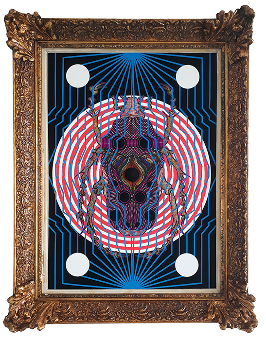 Greek artist, painting, artwork, dimitris ntokos, lives in Athens, scarab, scarabeus, beetle, dimitris dokos, canvas, contemporary art, modern art, art, beetle, optic art, art