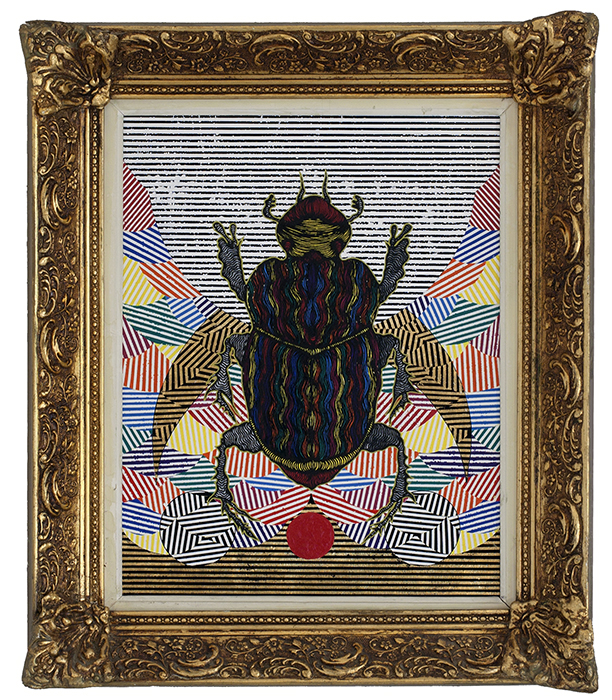 Greek artist, painting, artwork, dimitris ntokos, lives in Athens, scarab, scarabeus, beetle, dimitris dokos, canvas, contemporary art, modern art, art, beetle, optic art, art