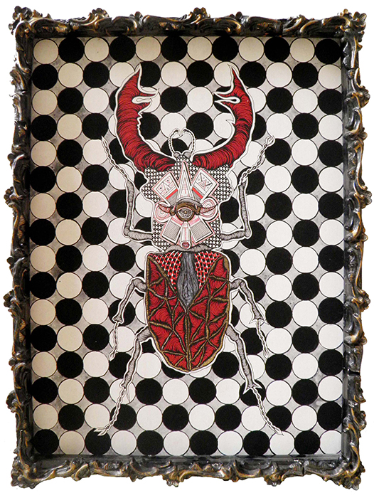 Greek artist, painting, artwork, dimitris ntokos, lives in Athens, scarab, scarabeus, beetle, dimitris dokos, canvas, contemporary art, modern art, art, beetle, optic art, art