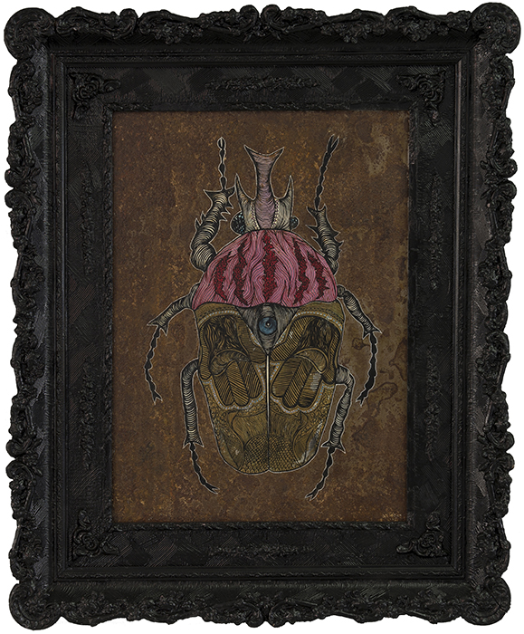 Greek artist, painting, artwork, dimitris ntokos, lives in Athens, scarab, scarabeus, beetle, dimitris dokos, canvas, contemporary art, modern art, art, beetle, optic art, art